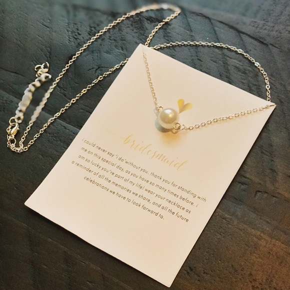Tayzani Jewelry - Silver Bridesmaids Dainty Pearl Wedding Necklace 5